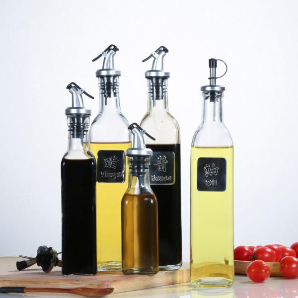 250ml 500ml Glass Olive Oil Dispenser Bottles Clear Vinegar Cruet with Pourers