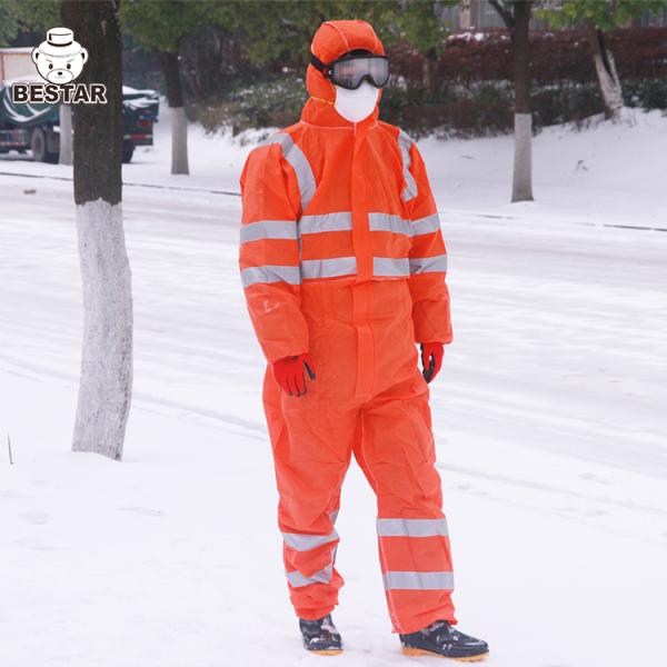 CE Certified Cat III Type 5/6 SMS Coverall with reflective tape