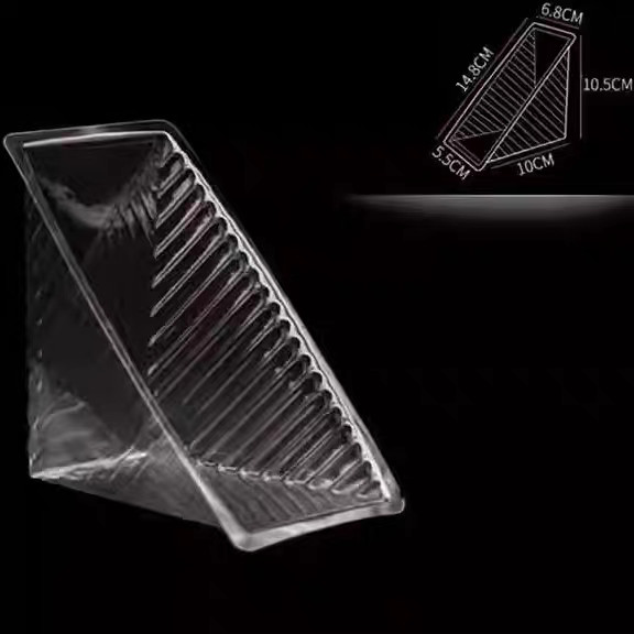 Sandwich packaging box transparent triangular plastic blister box disposable pastry sandwich clamshell cake box