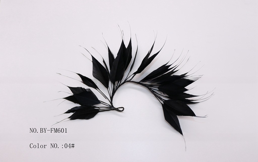 Party Decoration Stripped Goose Feather Flower Mount with Wire Accessory in Bright Colors