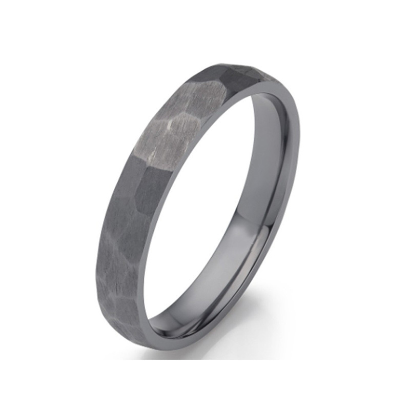 Romantic Starry Sky Ring Matt Finish Pure Tantalum Wedding Bands With Diamond