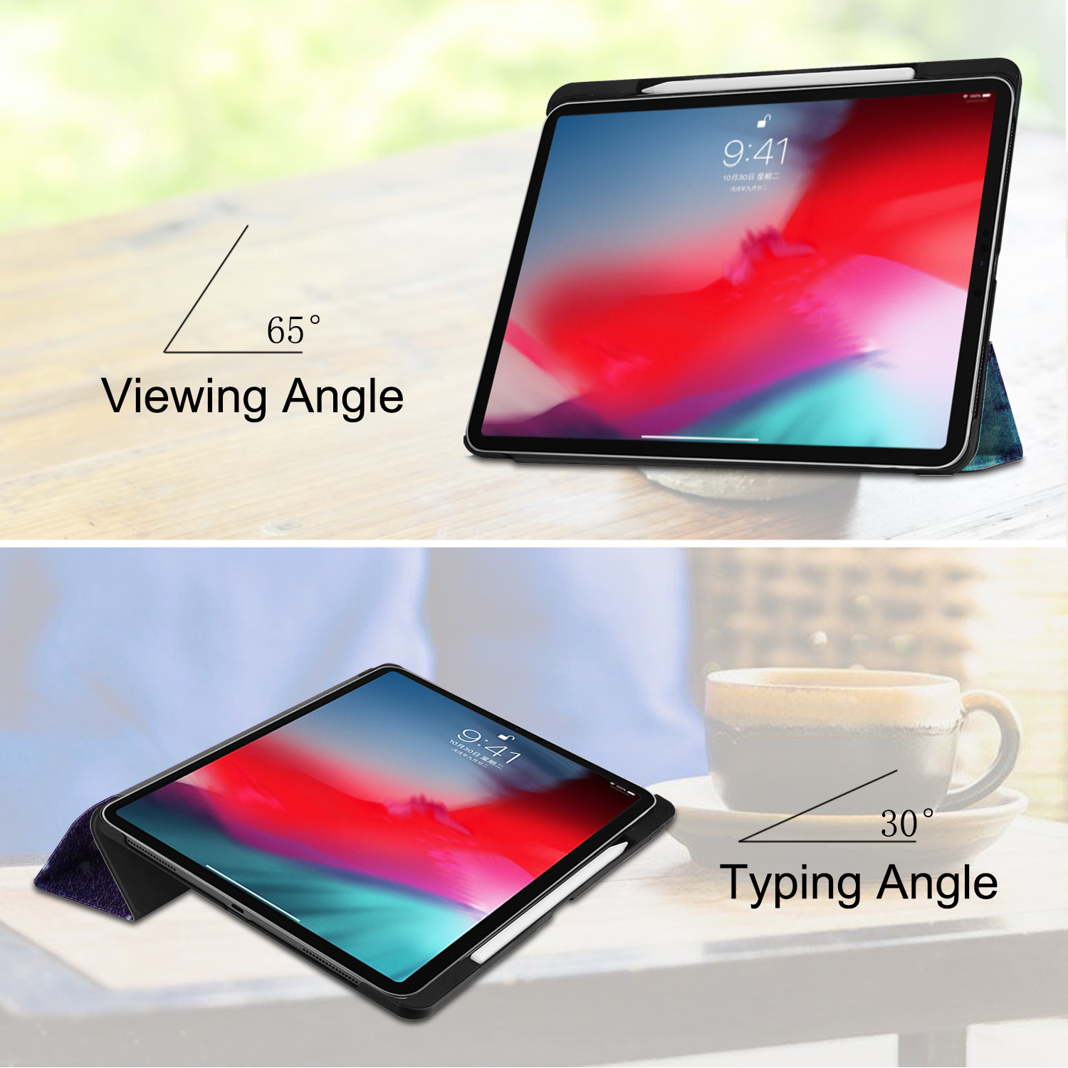 iPad Pro 11 Smart Case with Pencil Holder Leahter iPad Pro 11 2018 Cover