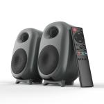 Three Equalizer Mode Powered Wireless Bookshelf Speakers Metal Grey Color For TV