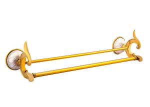 China Gold Double Towel Bar Bathroom Decorations Brass Towel Ring For House wholesale