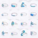 Vintage S925 Sterling Silver Opal Ring Band Charm Jewelry Customized