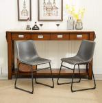 Vintage PU Leather Leather Dining Room Chairs Antique Gray Reception Nordic
