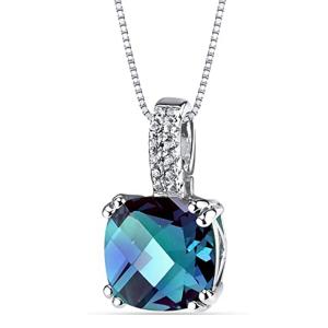 China Wholesale 925 Sterling Silver Jewelry Fashion CZ Women Necklace Lab Created Alexandrite Stone Pendant on sale