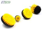 Electric Wheel Round Rotating Drill Scrub Brush Nylon Bristle Yellow 4pcs Set