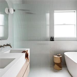 China Solid Frameless Fluted Moru Tempered Frosted Glass Panel for Shower Screen Partition wholesale