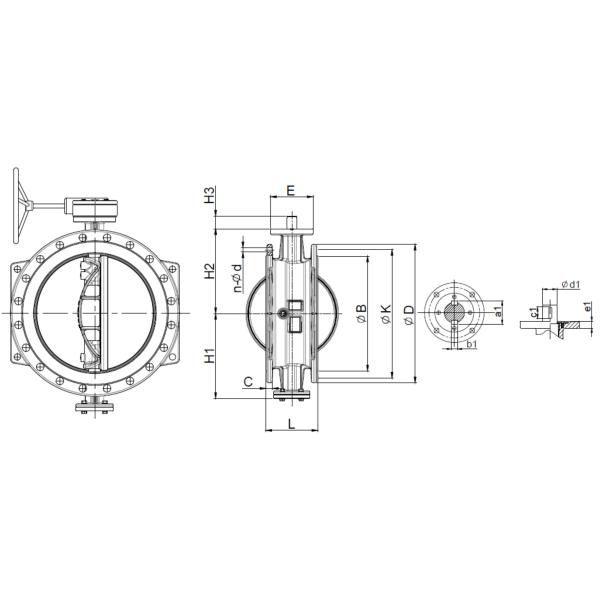 Disc Ring Double Eccentric Butterfly Valve SS316 Wore Gear Operated