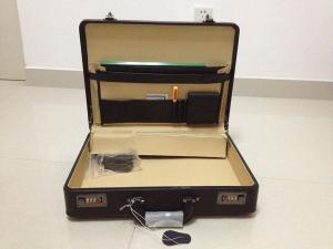 Genuine Leather Safety Suitcase Anti Theft Security Briefcase Electric Shocking