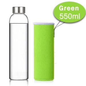 China 550ml Juice Glass Drinking Bottles With Protection Sleeve wholesale