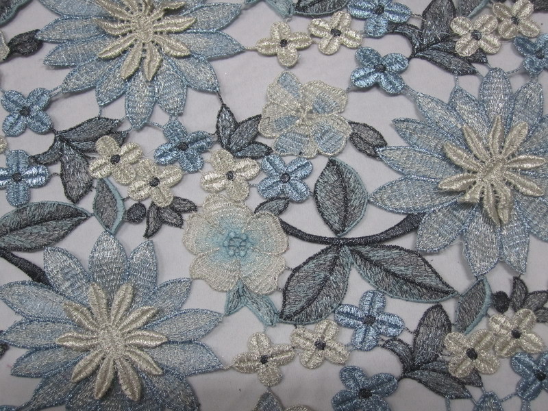 60cm Emulation Real Silks Chemical Lace Red/Green Color Water Soluble Embroidery Fashion fabric