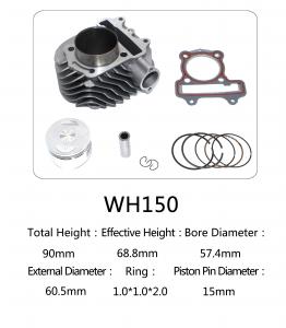 China WH150 Aluminum Motorcycle Cylinder Kit With Piston , Piston Ring , Pin , Clip And Gasket wholesale