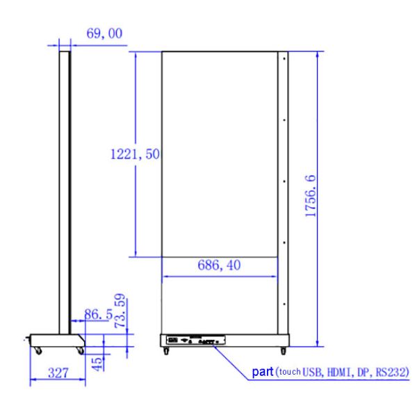 55 Inch Indoor Floor Standing Touch Transparent OLED Display for Smart Commercial and Interactive Applications