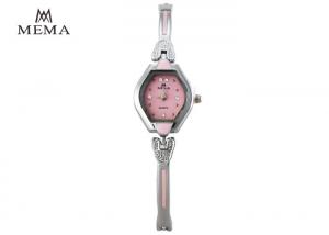 China Korean Style Ladies Silver Bangle Watch , Pink Dial Women'S Dress Watches on sale