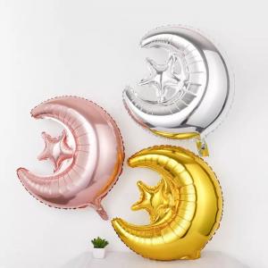 China Muslim Eid Al-Fitr Hari Raya Ramadan Moon Star Aluminum Foil Balloon Gift Toy 24Inch on sale