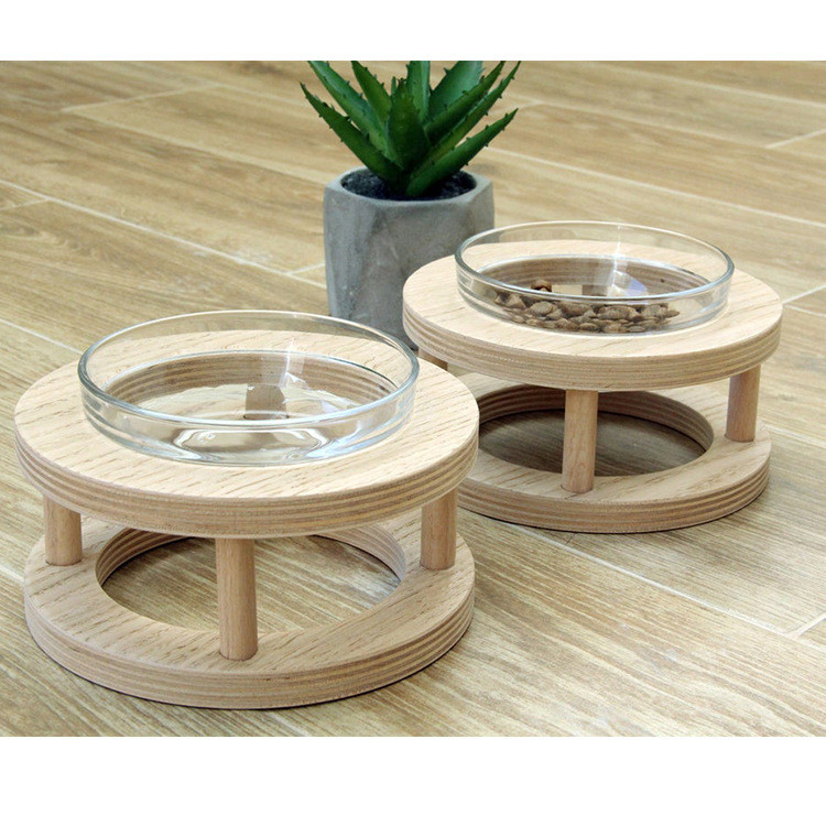 Wooden Dog Food Bowl Stand 3 Bowl Elevated At Home Slow Feeder