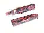 Red Color Auto Open Close Umbrella With Full Print On Oil Fabric , Plastic