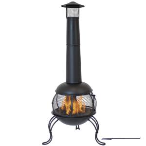 China Outdoor Patio Backyard Garden Camping Steel Wood Burning Firepit with Rain Cap Poker Black wholesale