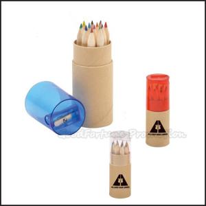 China 12pcs Set Printed Logo Eco Wooden Coloured Pencil With Sharpener wholesale