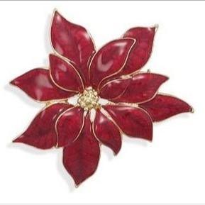 Christmas CZ / 925 Silver Brooch Round Red Shape CZ Pin Brooch For Anniversary