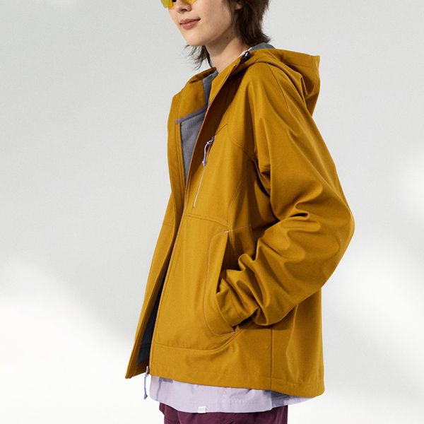 Men Hooded Soft Shell Hiking Jacket, Windproof Water Repellent Fleece Lined Outdoor Coat, OEM Custom Logo & Private Label
