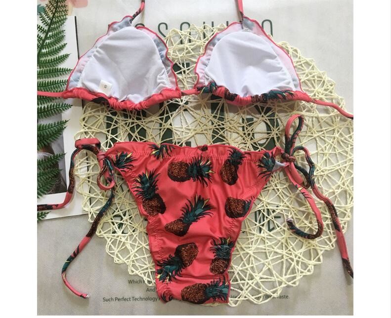 Swimwear button 2018 Sexy Bikinis women swimsuit brazilian woman Bandeau Push up Vintage Bikini Set Biquini beachwear