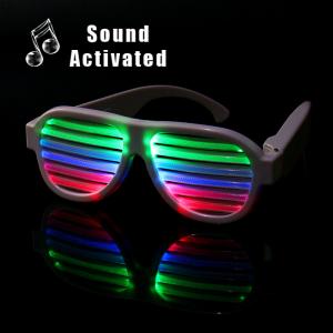 China White Frame Sound Activated  LED Shutter Shades Glasses For Concerts, Party, Night Clubs, Music Festivals on sale