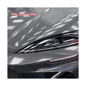 China High Gloss Vinyl Car Wrap Roll 3D Carbon Fiber BLACK Self Adhesive Easy Maintenance wholesale