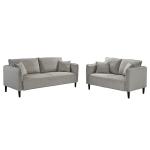 2 Piece Sofa set with Pillows, Warm Gray Corduroy