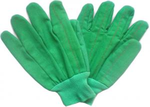 China Green Colour Cotton Working Hands Gloves With Knit Wrist For Winter Use wholesale