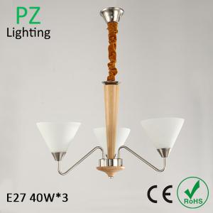 China 3 heads / arms popular wooden pendant lamp wood chandelier lighting CE/ROHS made in China wholesale