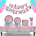 Mermaid Series Paper Straws Cup Plate Set Kid Table Decoration Wedding Birthday