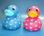 Lovely Heart Shaped Custom Rubber Ducks Pink / Blue Color Toys Retail EN71