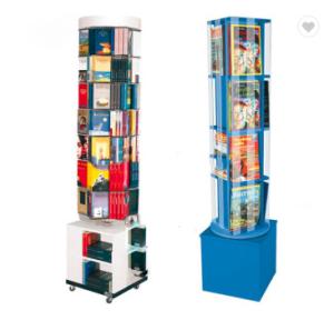 China Fashion Rotating Magazine Rack , Mdf Wooden Open Book Display Stand wholesale