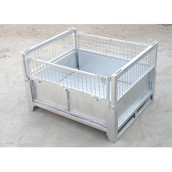 Silver Side Cover Stacking Rack System , Industrial Steel Folding Plastic Turnover Box