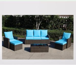 China 2 Seater Patio Rattan Sofa Set Wicker Sectional Sofa Storage Coffee Table wholesale