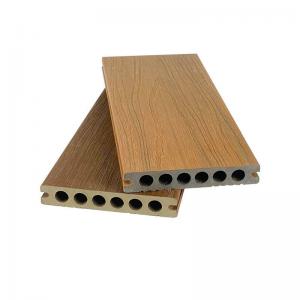 China Co Extrusion Wood Plastic Composite Decking Boards  Outside Flooring 138x23mm Round Hole HDPE on sale