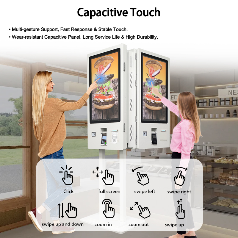 32 Inch Dual Screen Self-Service Kiosk with PCAP Multi Touch and Adjustable Bracket POS System