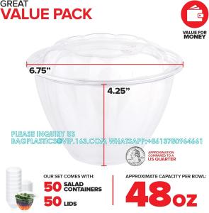 China 48 Oz. Disposable Salad Bowls - On-The-Go Salad Bowl - Plastic Salad Containers For Dinner - Large Salad Bowl To-Go Cont wholesale