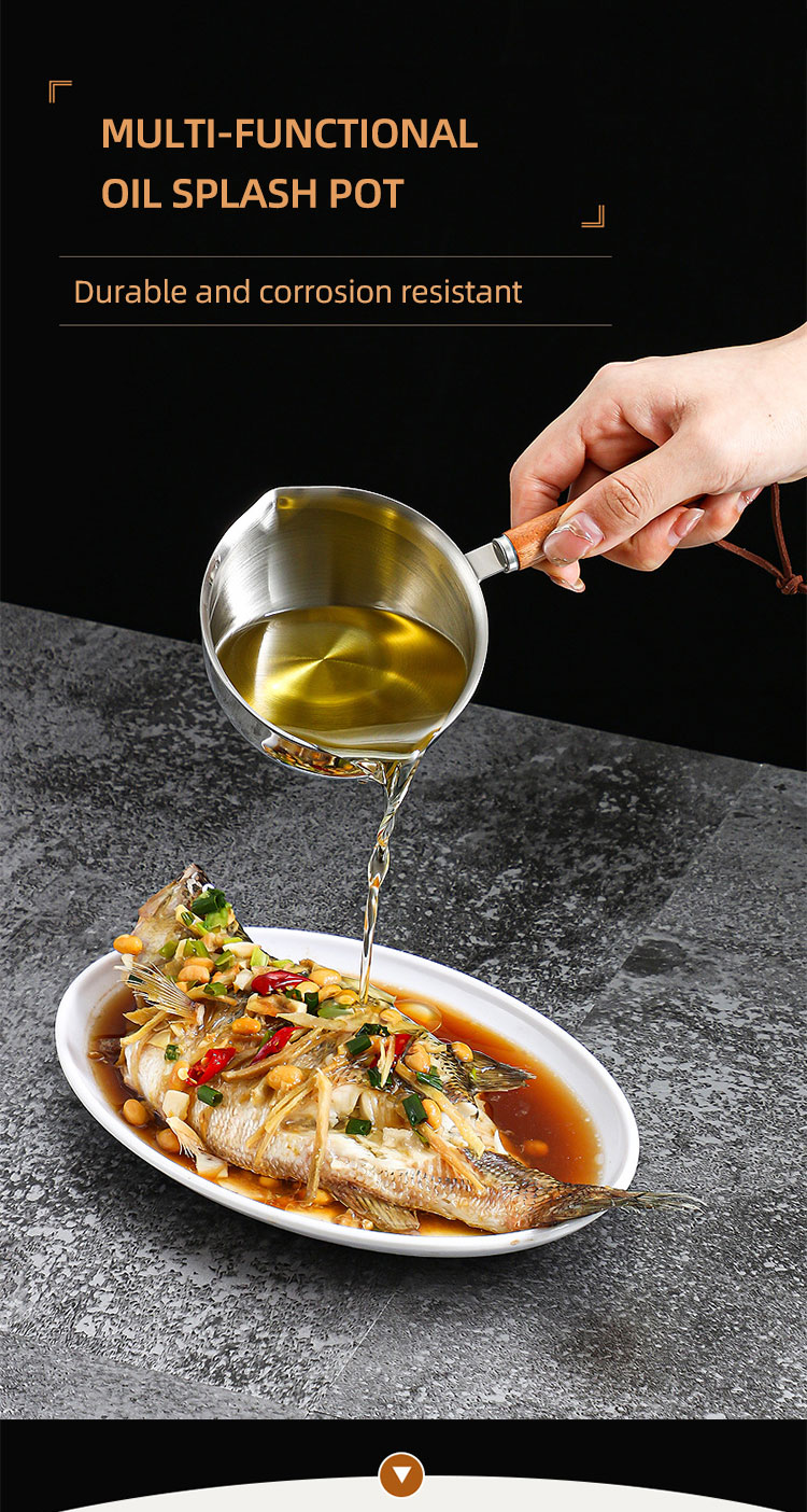 High Quality 304 Stainless Steel Measuring Cup Cooking Pot Sauce Scoop Heating Oil Pot