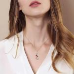 YASVITTI 925 Sterling Silver Classic Ruby Rose Flower Pendant Necklace Cubic