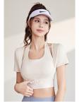 NEW QUICK-DRYING PEACH HALTER TOP YOGA SHORT SLEEVE SHORT SLEEVE WITH CHEST PAD