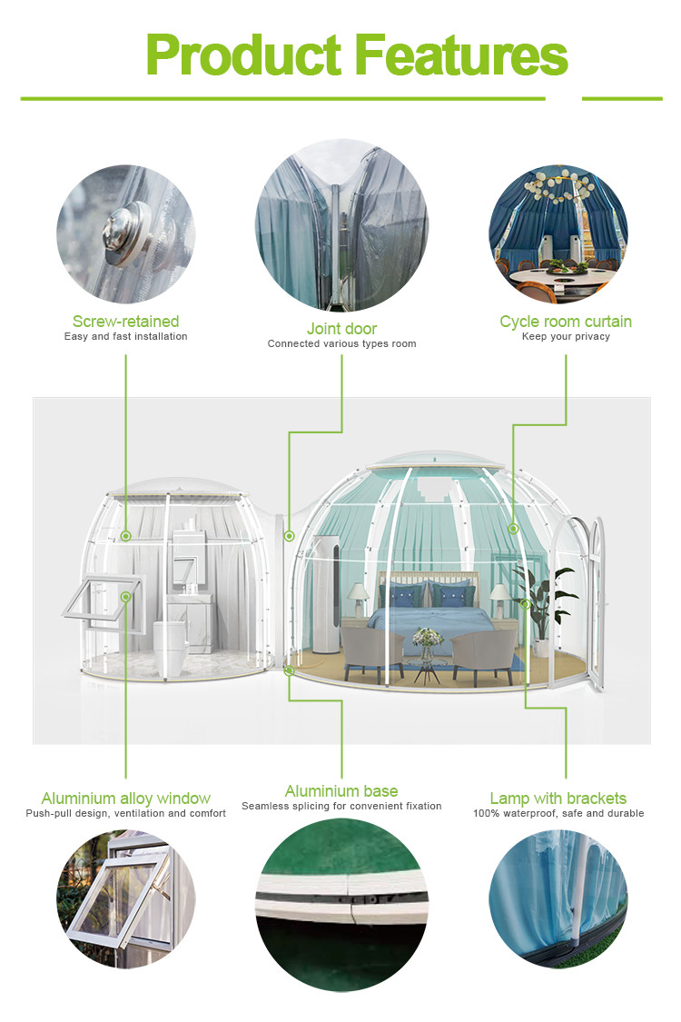 ISO Glamping Bubble Tent 100% UV Resistance Outdoor Bubble Dome