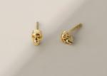 Anniversary Gold Skull Earrings 3×5MM Prong Hand Setting Type ODM