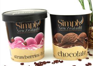 China PE Coated Personalize Paper Frozen Yogurt Cups With Paper Lids And Spoon wholesale