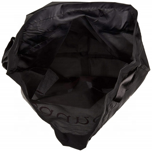 Black Mesh Drawstring Recycled Shopping Bag Light Strong Washable For Laundry Shoes
