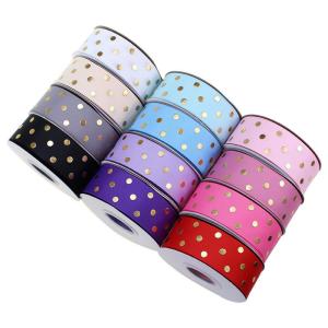China OEM Accepted 1.5 Inch Custom Printed Gold Foil Polka Dot Grosgrain Ribbon 38mm for Hair Bow/Gift Wrapping wholesale