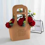 Foldable Gift Floral Paper Bag Bouquet Basket Shape 120gsm 180gsm